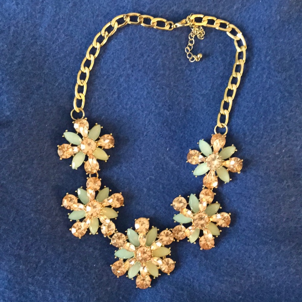 Pink and Jade Green Statement Necklace